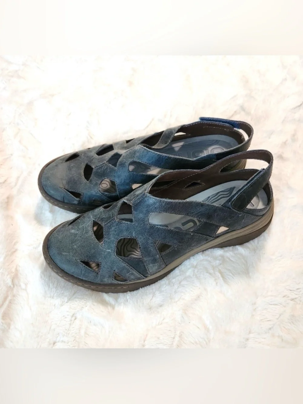 Bionica Maclean Dark Gray/Blue Leather Outdoor Walking Comfort Sandals